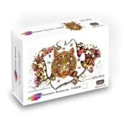 Puzzle din lemn multicolorat, Tigru, 138 piese