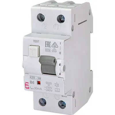 KZS-2M Intrerupatoare de curent rezidual cu protecție la supracurent, 2 module, tip A și AC KZS-2M A B6/0.03