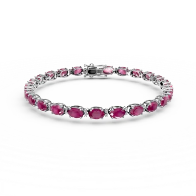 Bratara tennis din aur alb cu rubine ovale de 7.16ct si diamante de 0.31ct