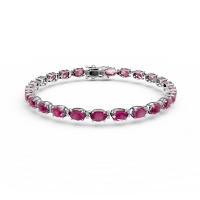 Bratara tennis din aur alb cu rubine ovale de 7.16ct si diamante de 0.31ct