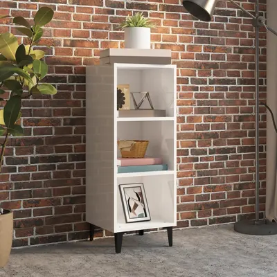 vidaXL Servantă, alb extralucios, 34,5x32,5x90 cm, lemn compozit
