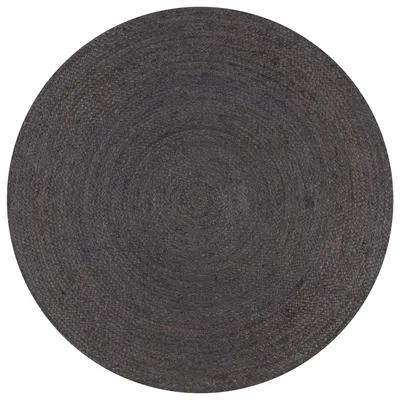 vidaXL Covor manual, gri închis, 90 cm, iută, rotund