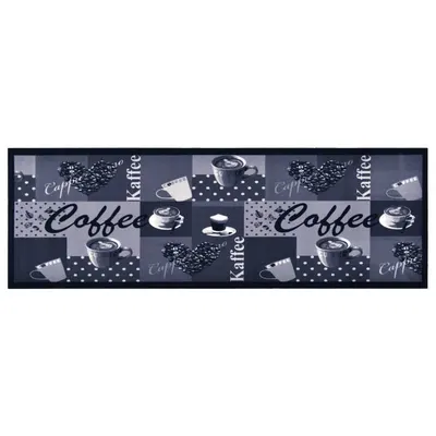 vidaXL Covoraș de bucătărie lavabil, albastru, model cafea, 60x180 cm