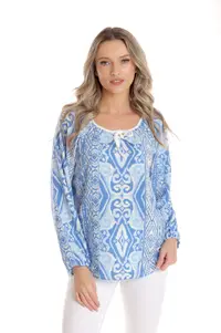 Bluza ie CP25027 alb & bleu & albastru, Cesy | marimea XXL