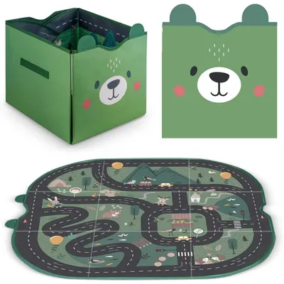Cutie depozitare transformabila in covoras de joaca Nukido Ursulet Verde