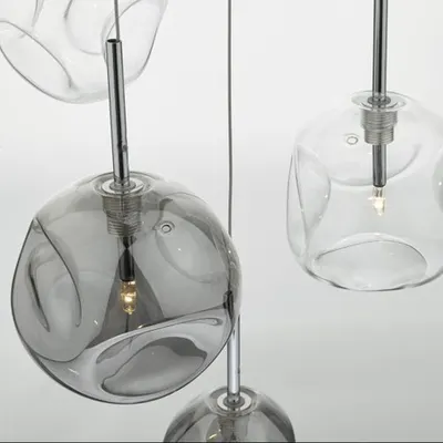 Lampa suspendata Quinn 6 Light Cluster Pendant Smoked & Clear Glass