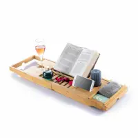 Suport pentru cada din bambus Wellis, Bridge Plus, cu suport pahar si tableta