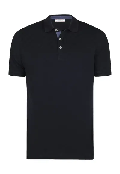 Tricou polo cu model uni - Bleumarin