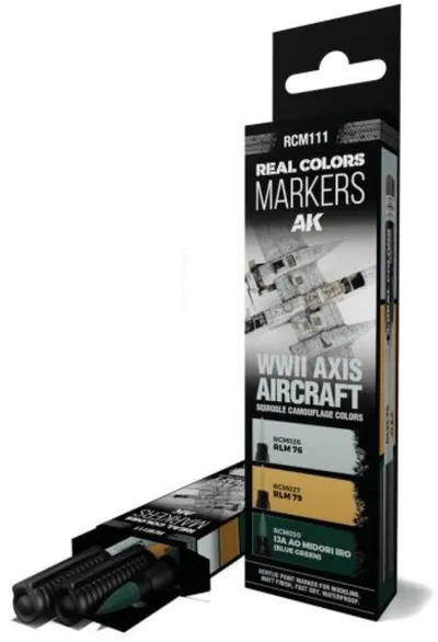 Set de 3 markere cu vopsea acrilica AK Interactive - WWII AXIS AIRCRAFT SQUIGGLE (RCM111)