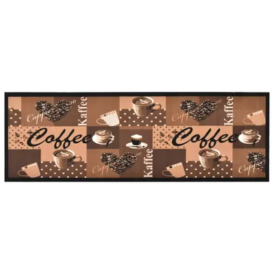 vidaXL Covoraș bucătărie, lavabil, maro model cafea, 45x150 cm