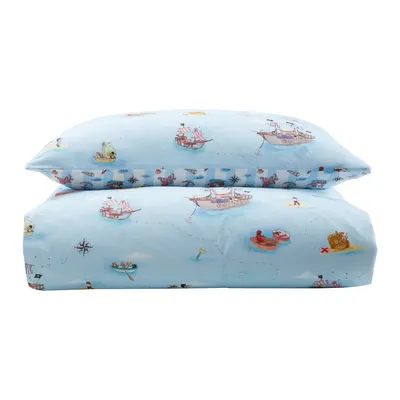 Lenjerie de pat pentru copii albastră din bumbac pentru pătuț 120x150 cm Pirates – Belle & Boo