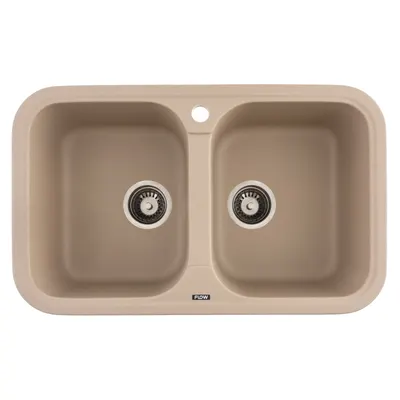FCB-7647TS/2, Chiuveta de bucatarie din granit cu doua cuve, seria TWINS, Sahara, 765x470x190 mm, FLOW