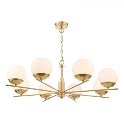 Lampa suspendata Bombazine 8 Light Pendant Natural Brass Opal Glass