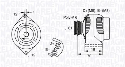 Alternator (12v, 140a) Potrivit Alfa Romeo 147, 156, 159; Fiat Bravo Ii, Croma, Punto Hatchback, Sedici 1.3d 1.6d 1.9d 11.02-12.14