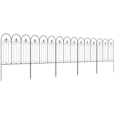 Outsunny Set Gard de Grădină cu 5 Panouri și Stâlpi, 305x79.5 cm, Negru | Aosom Romania