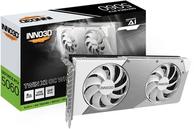 Placă video Inno3D – GeForce RTX 5060 Twin X2 OC, 8GB, GDDR7, albă