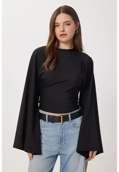 Bluza dama - Happiness Istanbul - Poliester/Elastan - Negru