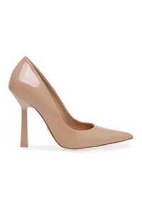 Pantofi stiletto de piele ecologica cu varf ascutit Martina - Bej