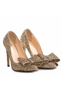 Pantofi Stiletto cu toc Catrina din Glitter Auriu