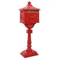 vidaXL Cutie poștală cu suport cu depozitare Roșu 42,5 x 29,5 x 117 cm