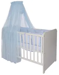 Baldachin pentru pat pentru copii Lorelli - Color Pom Pom, 480 x 160 cm, albastru