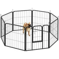PawHut Parc pentru câini împrejmuire câini 8 panouri modulabil și pliabil oțel cu ușă pentru cățeluș interior exterior 60 cm negru | Aosom Romania
