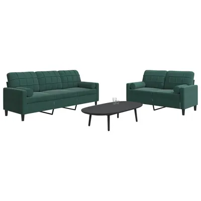 Gossi set canapele cu perne/rulouri, 2 piese, verde inchis, catifea