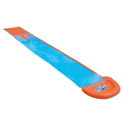 Tobogan cu apa pentru 1 persoana Bestway H2O GO AlbastruPortocaliu, Lungime 488 cm, Conectare la furtun, Aspersoare incorporate, Punct finish gonflabil, Patch de reparare inclus