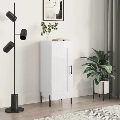 Gossi servanta, alb extralucios, 34,5x34x90 cm, lemn compozit
