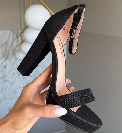 Sandale cu toc Hasna Negre