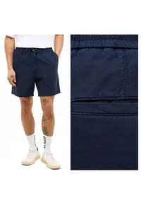 Pantaloni Barbati Scurti - Linen Jogger Shorts - Albastru - Bumbac - Design Clasic Casual - Ideal Pentru Uz Zilnic - Material Premium Confortabil - 5 Buzunare - Lungime Scurta - Albastru