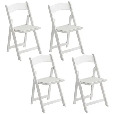 HOMCOM Set de 4 scaune pliabile din rășină și PU, scaune portabile pentru interior și exterior, 45x44x78cm, alb | Aosom Romania