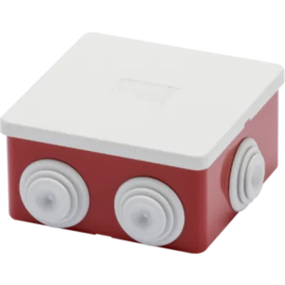 Doza aparenta cu presetupe - IP44 - dimensiuni interioare 80X80X40 - WALLS cu presetupe - GWT960‚ºC - GREY RAL 7035 - BOX RED RAL 3000