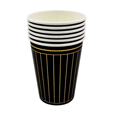 Set 6 pahare 260 ml negru-auriu