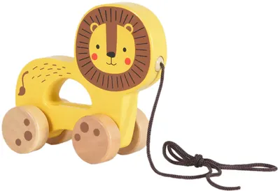 Jucărie de tracțiune din lemn Tooky Toy - Lion