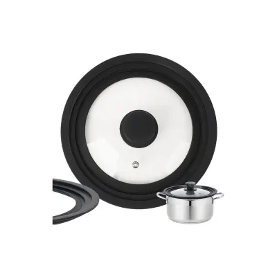 Capac universal, adaptabil pe 3 dimensiuni, 24/26/28 cm, sticla si silicon