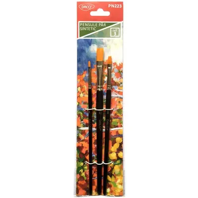 Pensule, 3buc/set, par sintetic, varf drept, Daco