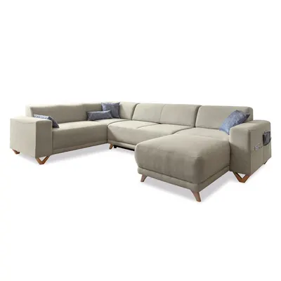 Colțar bej extensibil/cu spațiu de depozitare (cu colț pe partea stângă/în formă de "U") Classy Sophie – Miuform