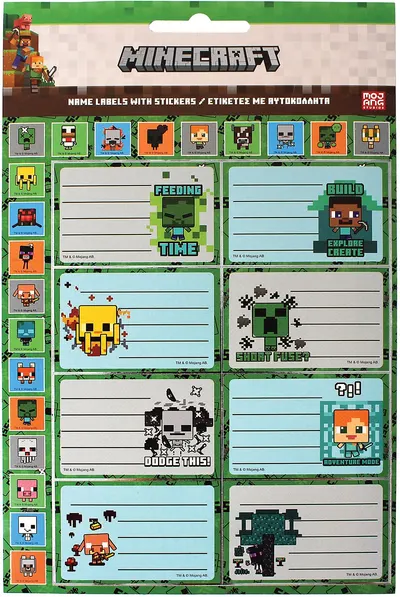 Etichete școlare GIM Minecraft - Cu stickere