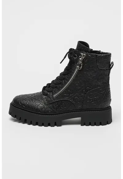 Ghete texturate de piele Fiona - Negru