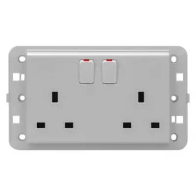 TWIN SWITCHED SOCKET-OUTLET - Standard englez - 2P+E 13 A - TITANIUM - CProiector HORUS