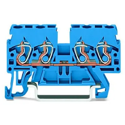 4-conductor through terminal block; 2.5 mm²; suitable for Ex i applications; side and center marking; for DIN-rail 35 x 15 and 35 x 7.5; CAGE CLAMP®; 2,50 mm²; blue
