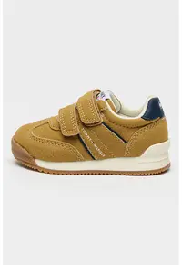 Pantofi sport low-cut cu velcro - Maro camel/Bleumarin