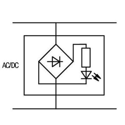 Component plug; 2-pole; LED (red); 10.4 mm wide; Operating temperature 85°C max.; gray