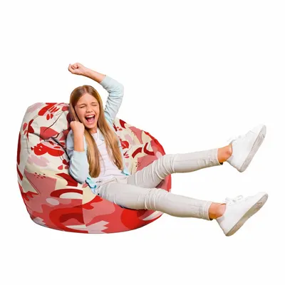 Fotoliu Puf Bean Bag tip Para L abstract jungle rosu