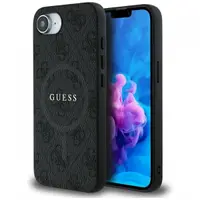 Husa MagSafe pentru Apple iPhone 17e / 16e, Guess, 4G Ring Classic Logo, Neagra