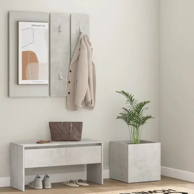 Gossi set de mobilier pentru hol, gri beton, lemn prelucrat
