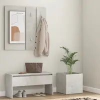 Gossi set de mobilier pentru hol, gri beton, lemn prelucrat