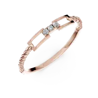 Inel geometric din aur roz cu diamante de 0.02ct