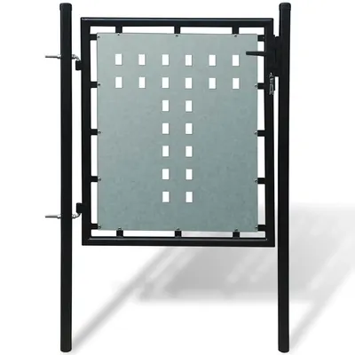 vidaXL Poartă de gard cu o singură ușă neagră 100x75 cm